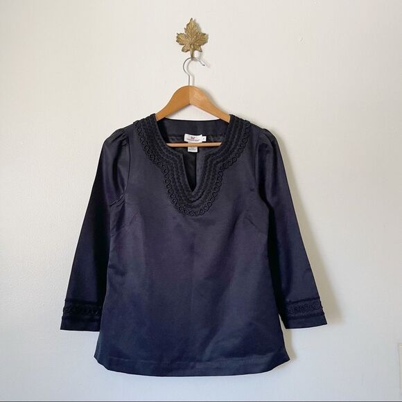 Vineyard Vines Black Tunic Blouse size 2 preowned - Picture 1 of 7